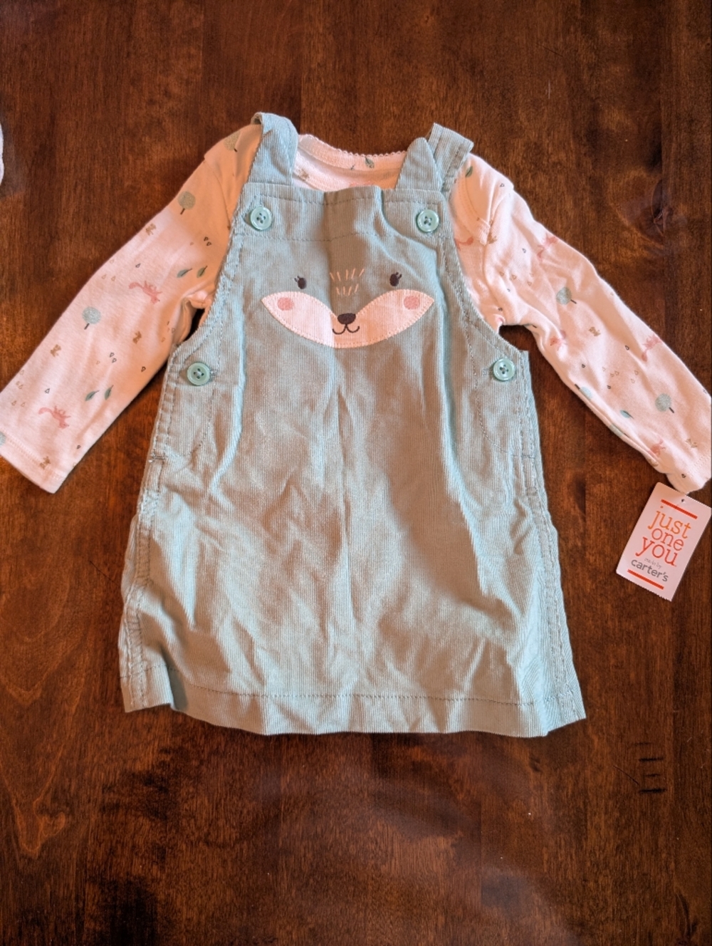 Carter's Mint Corduroy Overall Dress With Bodysuit/ 6 Month/ Nwt
